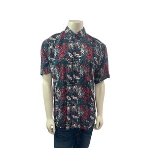 Impact Men's Size M Vtg button down Abstract Print Hawaiian Button Down Shirt